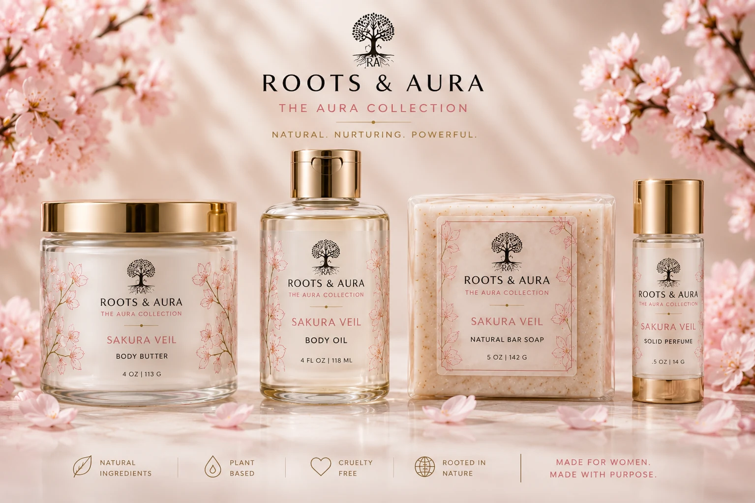 Sakura Veil — Body Butter, Body Oil, Natural Bar Soap, and Solid Perfume